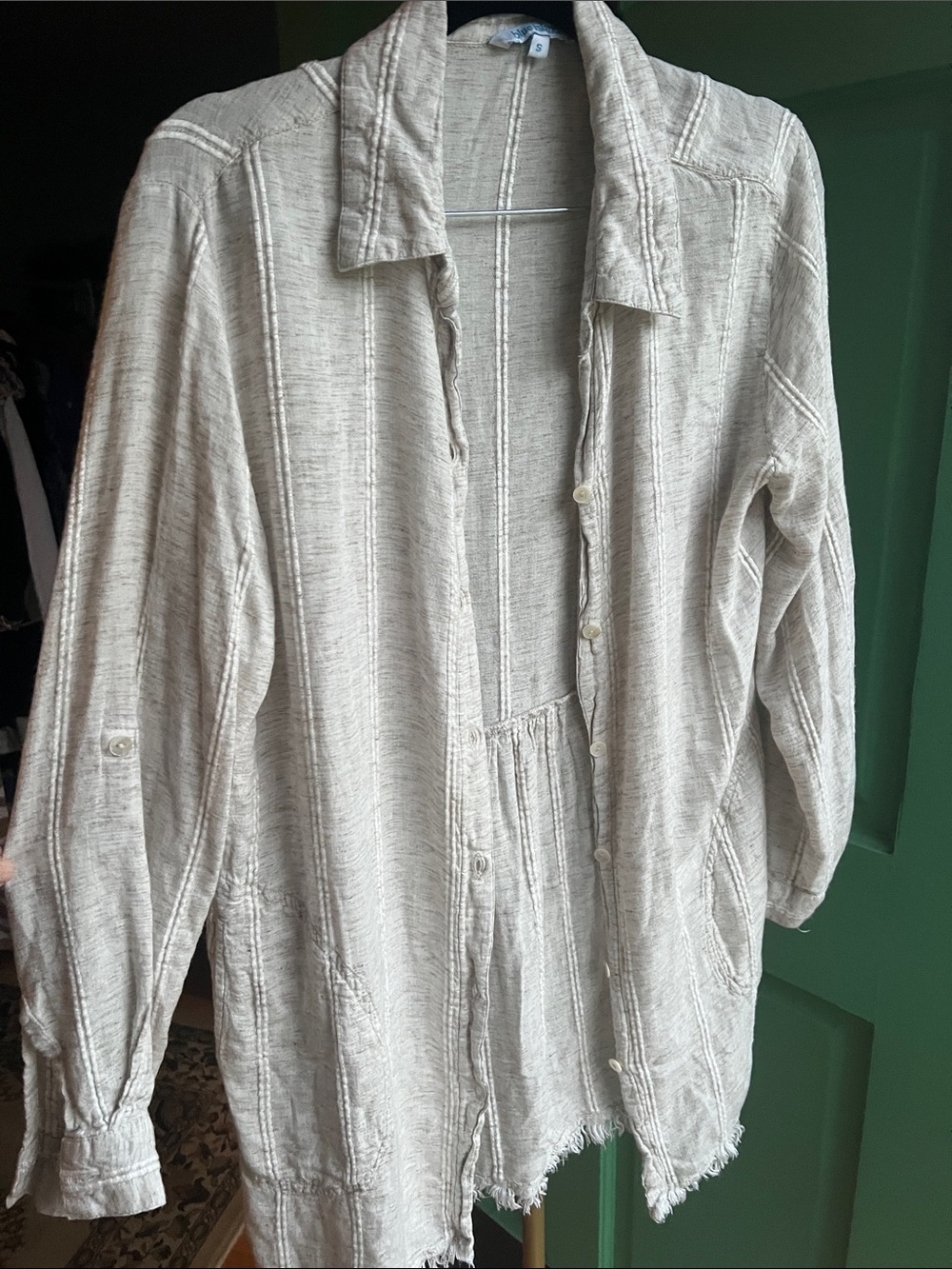 blue island Light Beige Button-Up Shirt Jacket small